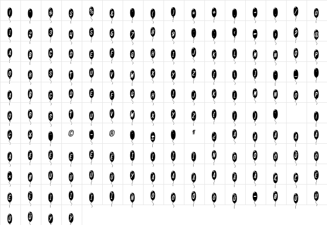 SF Balloons Thin Italic font glyphpreview