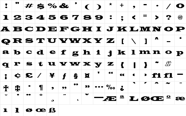 Transverse SSi Normal font glyphpreview