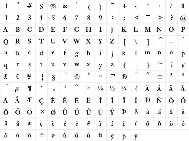 Elegant Garamond Bold font glyphpreview