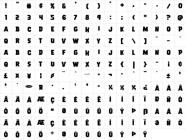 Dread Ringer Expanded Expanded font glyphpreview