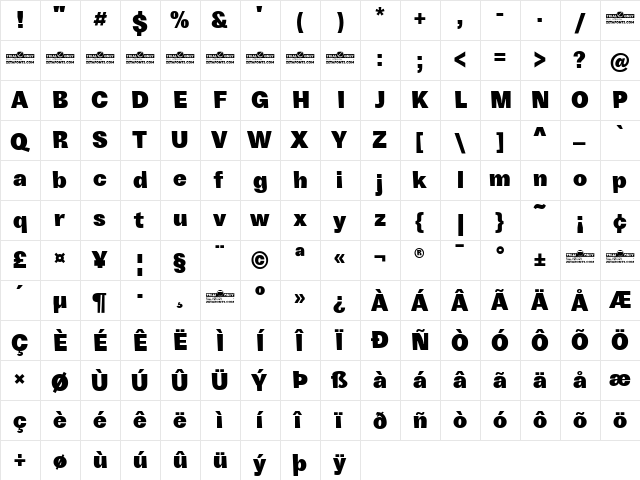 Boring Sans B Trial Heavy font glyphpreview