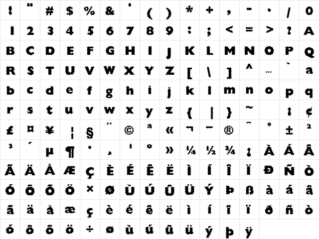 FZ BASIC 57 SPIKED Normal font glyphpreview