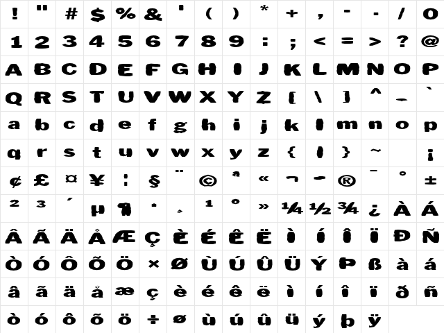 FZ BASIC 56 MANGLED EX Normal font glyphpreview