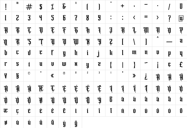 Angel rhapsody Regular font glyphpreview