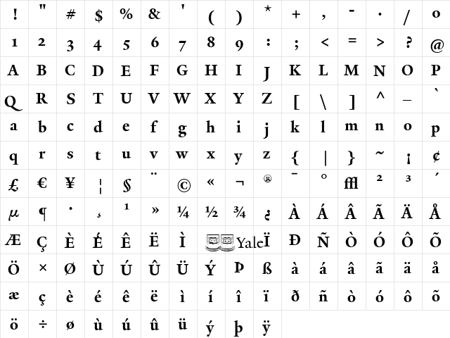 YaleDesign Bold font glyphpreview