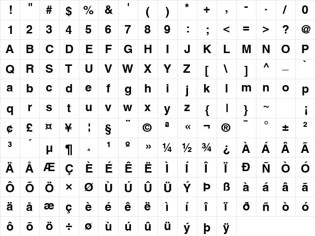 Sans BOLD font glyphpreview