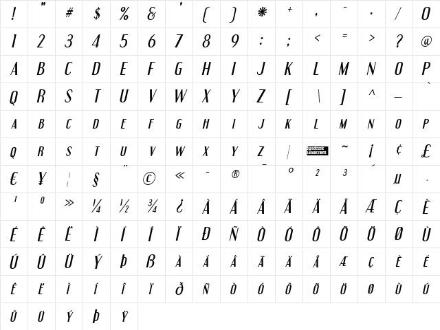 Engebrechtre Italic font glyphpreview