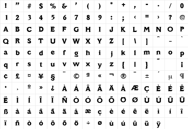 Veracruz-Serial-ExtraBold Regular font glyphpreview