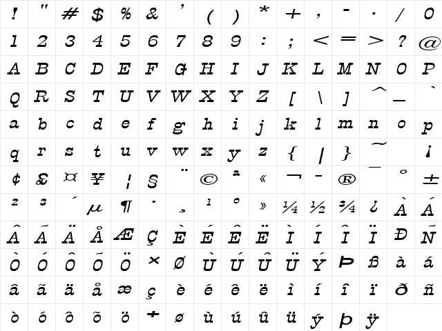 Circus Wide Italic font glyphpreview