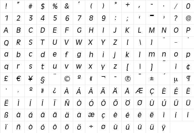 ArthurBecker Italic font glyphpreview