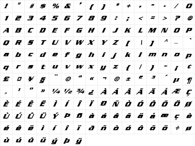 FZ ROMAN 11 ITALIC Normal font glyphpreview