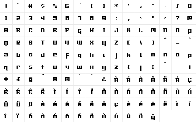 Millennia Regular font glyphpreview
