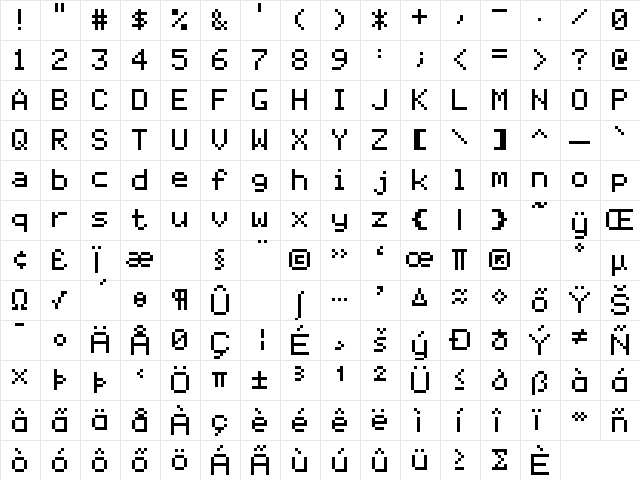 AppleII remix Regular font glyphpreview