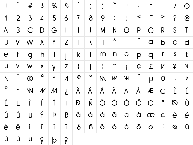 Rimouski Regular font glyphpreview