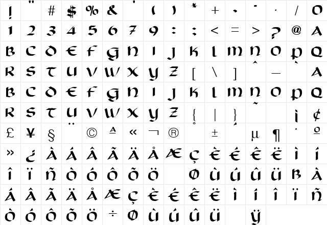 Scotford Uncial Regular font glyphpreview