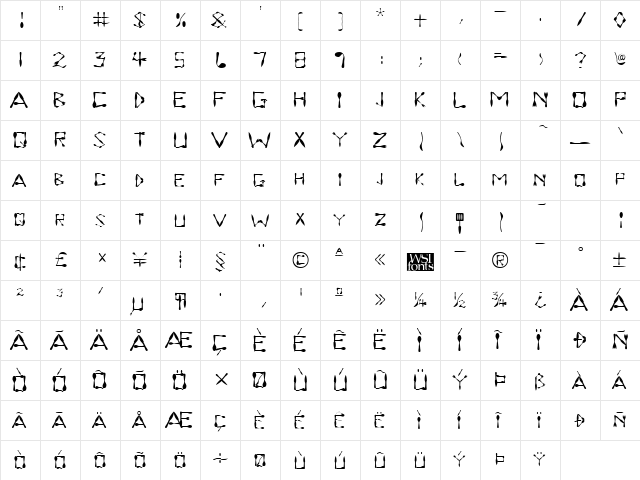 DinnerTime Regular font glyphpreview