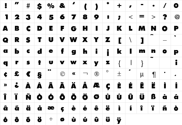 FunctionTwo-Xbold Regular font glyphpreview