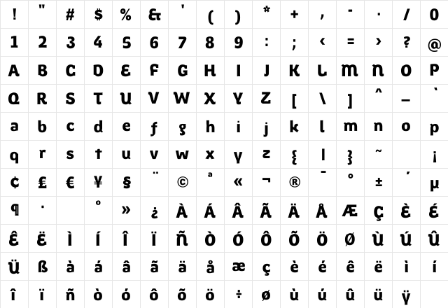 Spotka AlternateBlack Regular font glyphpreview