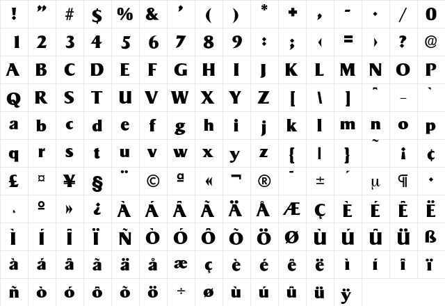 Sigvar-Heavy Regular font glyphpreview