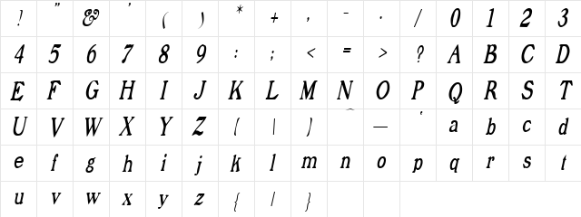 ProphetCondensed Italic font glyphpreview