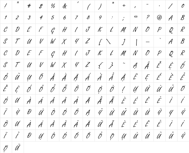 VI My Ha Hoa Normal font glyphpreview