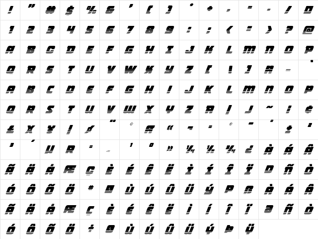 Victory Comics Two-Tone Italic Italic font glyphpreview