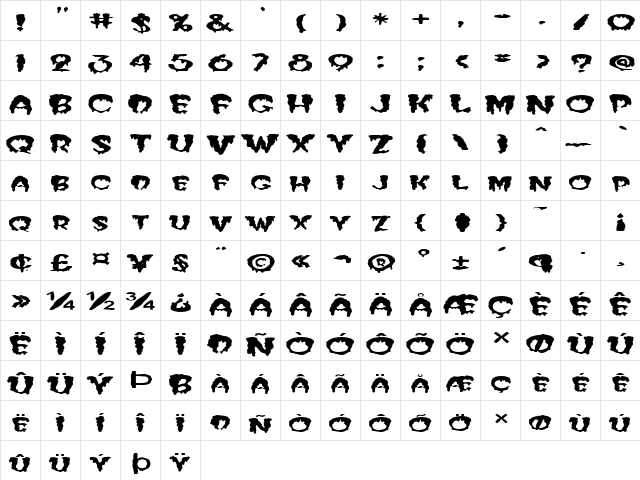 FZ UNIQUE 10 MANGLED EX Normal font glyphpreview