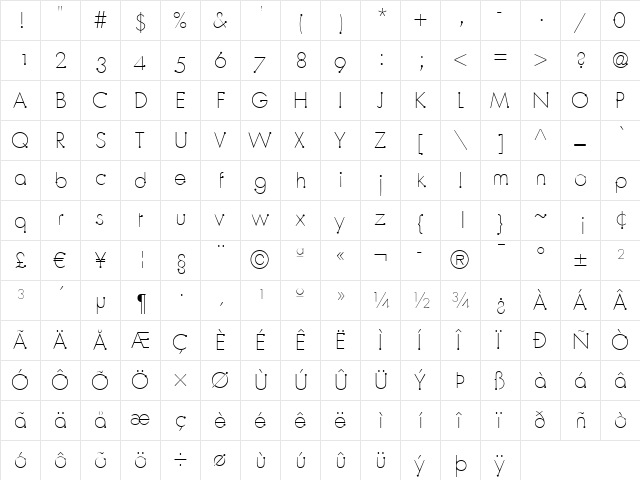 Orbit LT Light font glyphpreview