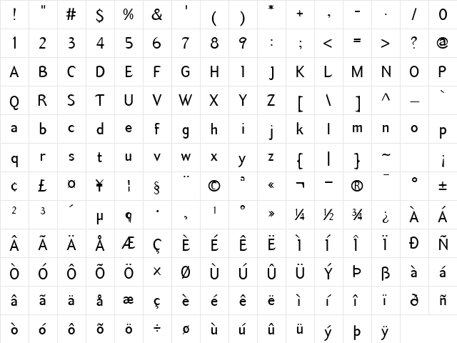 TemaCantanteSansRegular Regular font glyphpreview