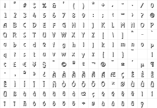 OnStageShadow Regular font glyphpreview