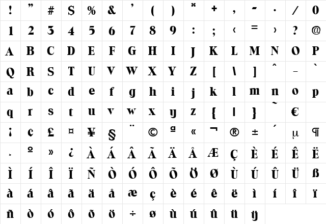 Toledo-Bold Regular font glyphpreview