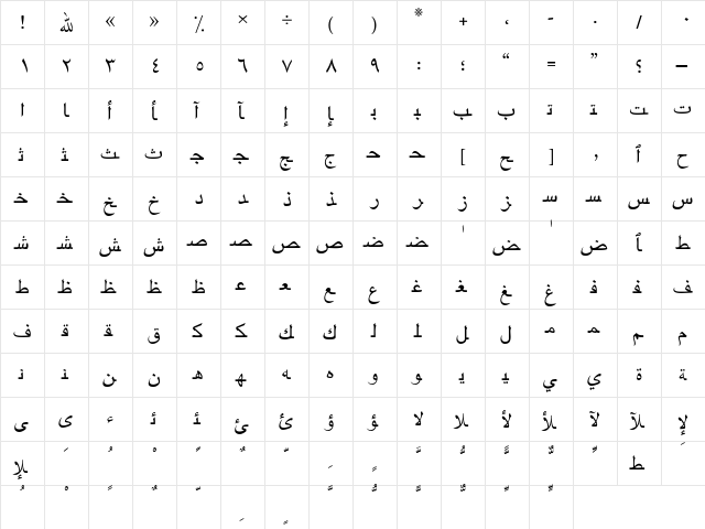 ArabicTwo Regular font glyphpreview