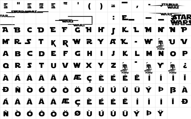 Star Jedi Logo MonoLine Regular font glyphpreview