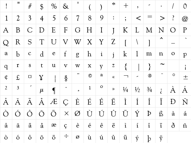 Filco Olde Style Regular font glyphpreview