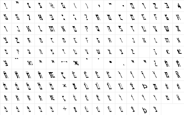 FZ WARPED 18 LEFTY Normal font glyphpreview