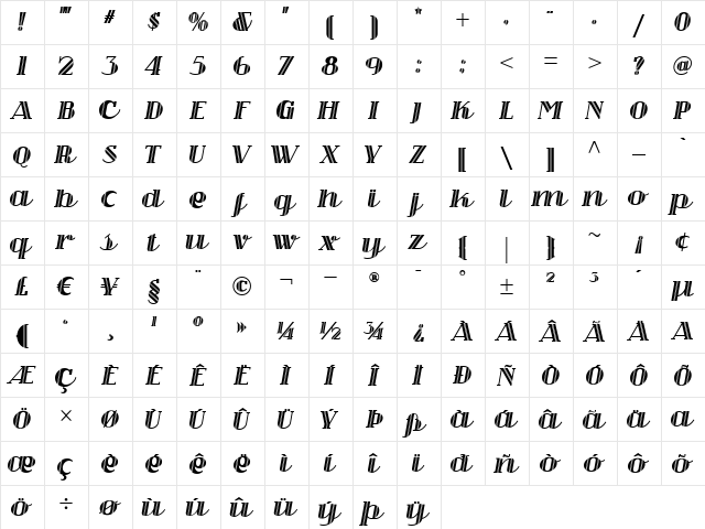 Cine Miroir NF Regular font glyphpreview