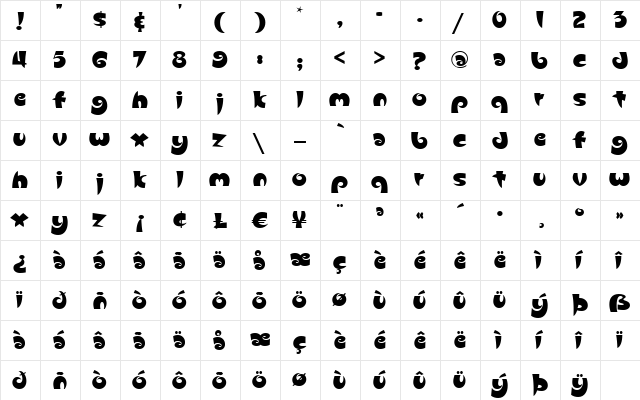 Slugfest Regular font glyphpreview