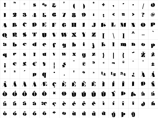 Slapdash Deco NF Regular font glyphpreview