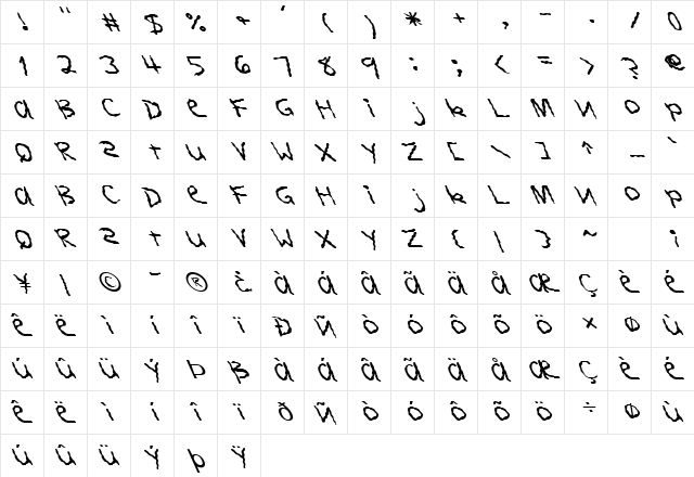 FZ HAND 11 WAVEY LEFTY Normal font glyphpreview