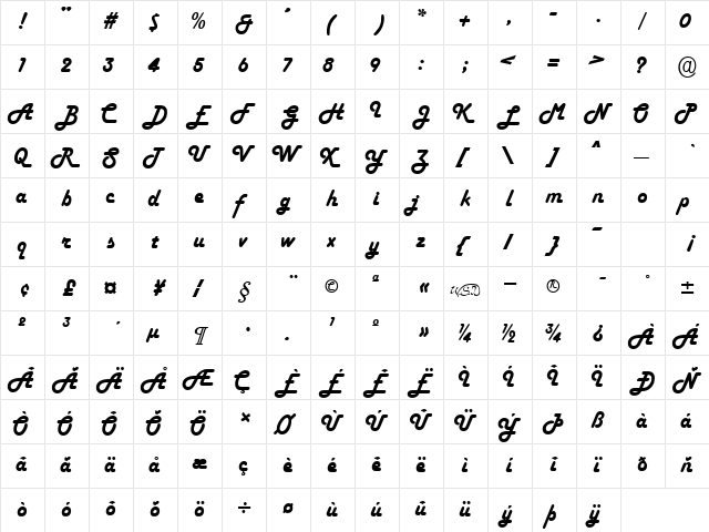 FiftiesHeavy normal font glyphpreview