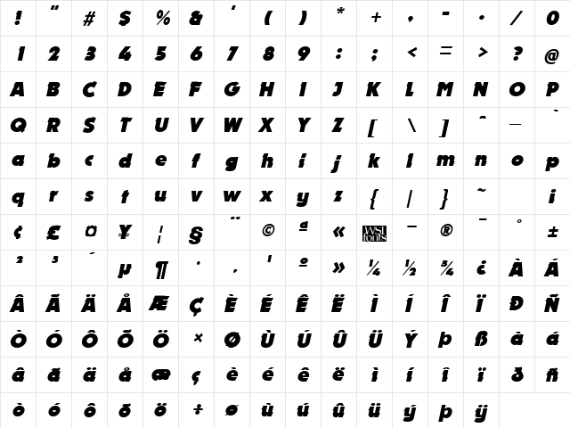 Nougat Italic font glyphpreview