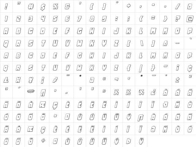Opus Mundi 3D Italic Italic font glyphpreview