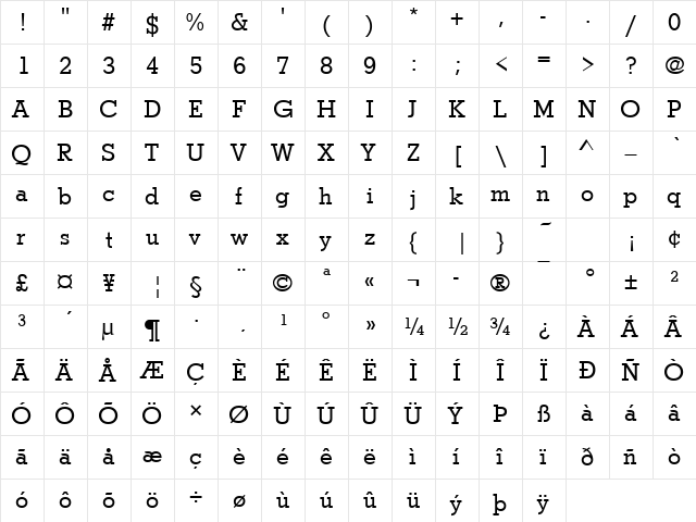 Stymie Becker Regular font glyphpreview