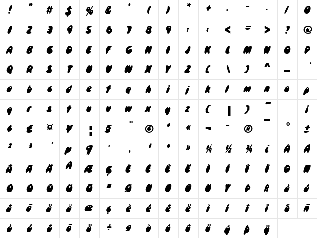 Skidoos Becker Poster Regular font glyphpreview