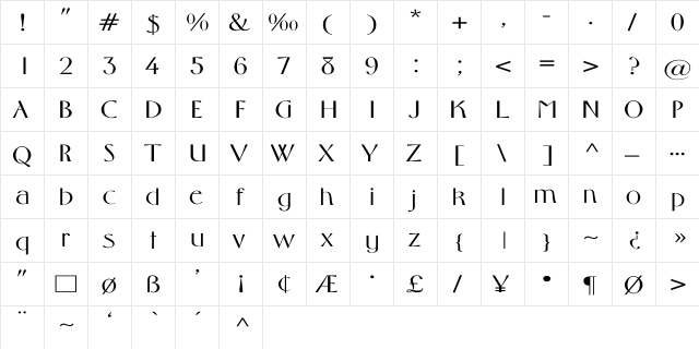 Middleton-Light Wd Regular font glyphpreview