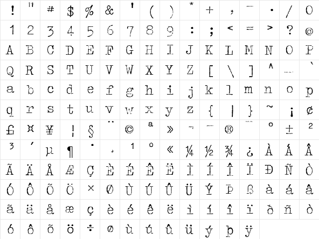 Tippa Regular font glyphpreview