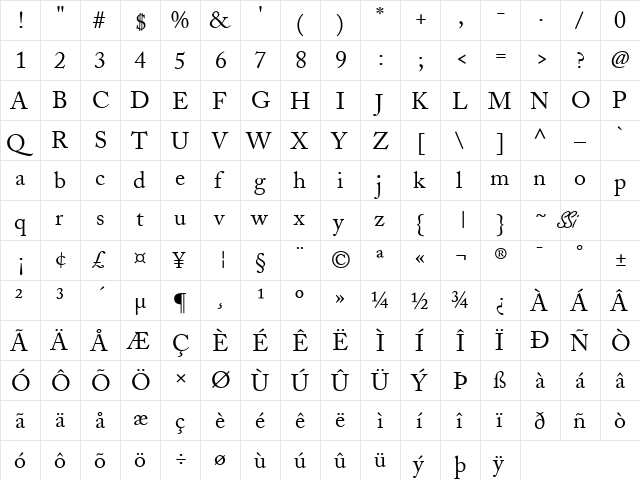 Caslon SSi Regular font glyphpreview