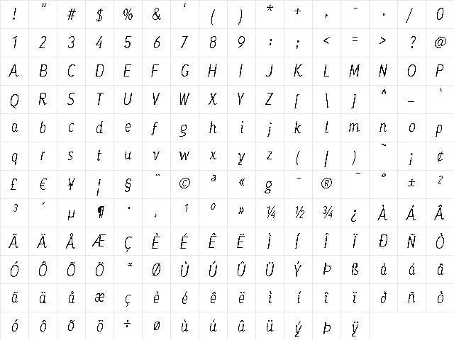 Ayumi Pro Italic font glyphpreview