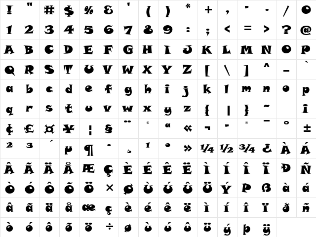 Snap ITC Regular font glyphpreview