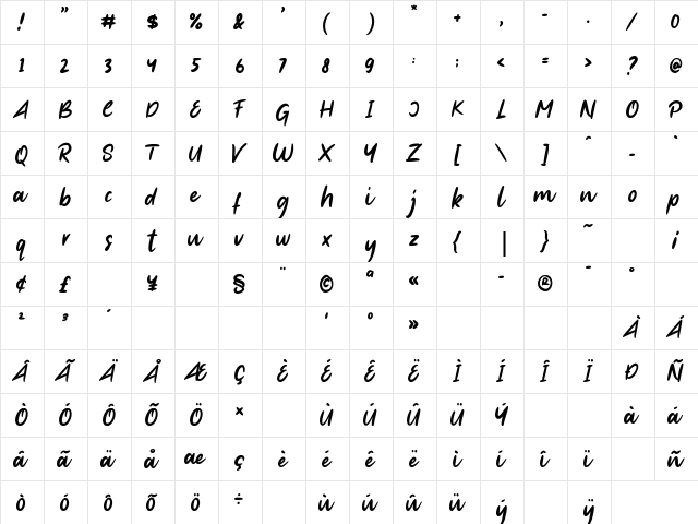First Time Regular font glyphpreview